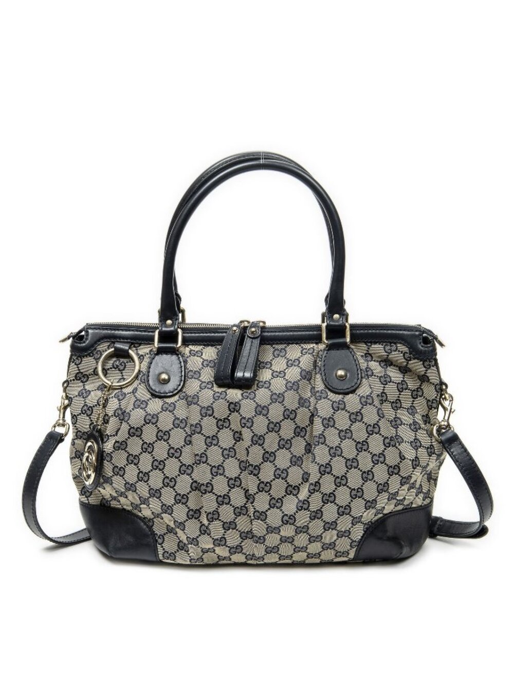 Gucci Sukey Tote Navy Beige GG Canvas